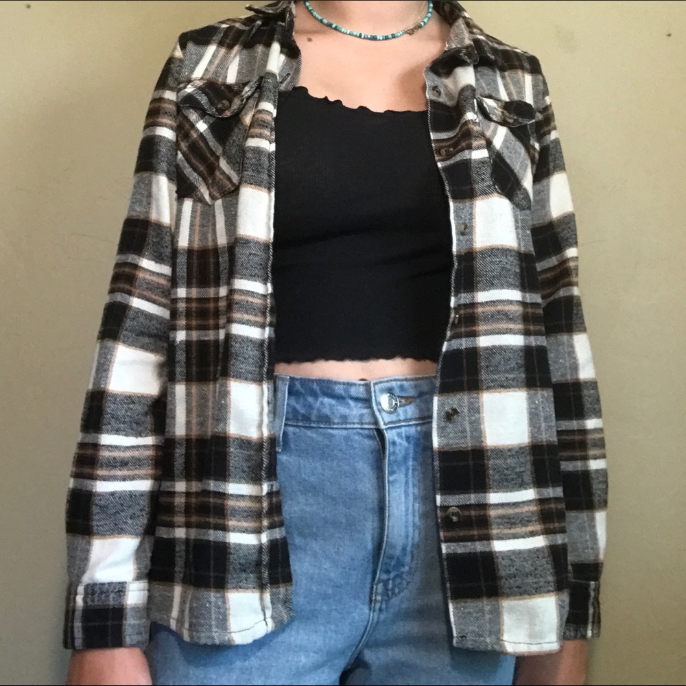 Brown, black and white flannel